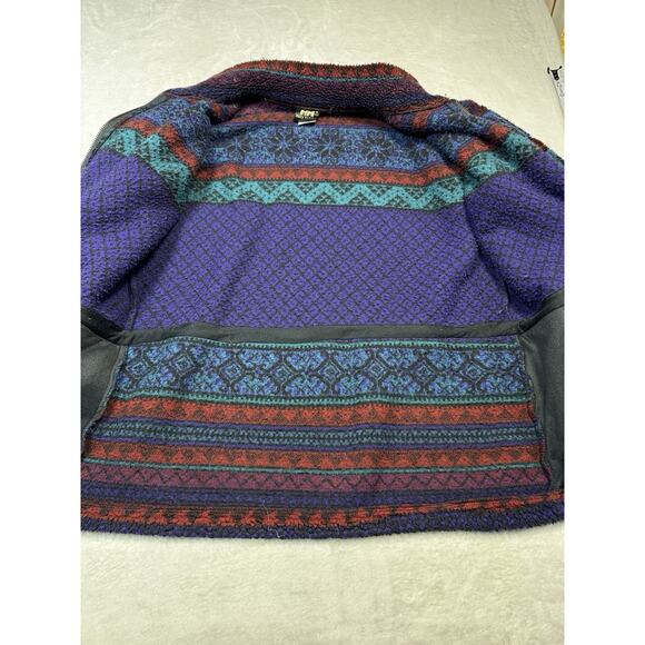 Helly Hansen VTG Purple Furry Fleece Snowflake 1/4 Zip Jacket Sz L Made In USA - Picture 5 of 7